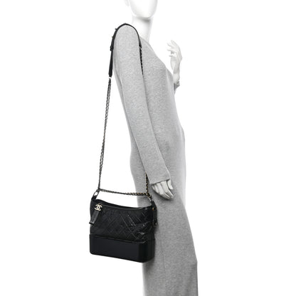 Chanel Aged Calfskin Quilted Medium Gabrielle Hobo Black 2 of 11