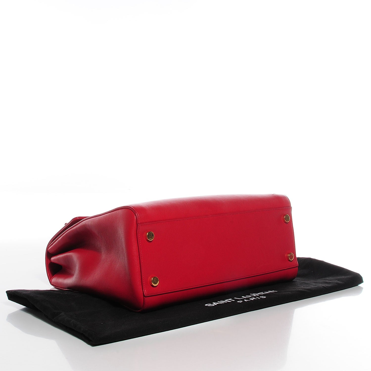 Saint Laurent Calfskin Medium Moujik Top Handle Bag Lipstick Red 4 of 8