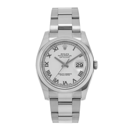 Rolex Stainless Steel 36mm Oyster Perpetual Datejust Watch White Roman 116200 1 of 4