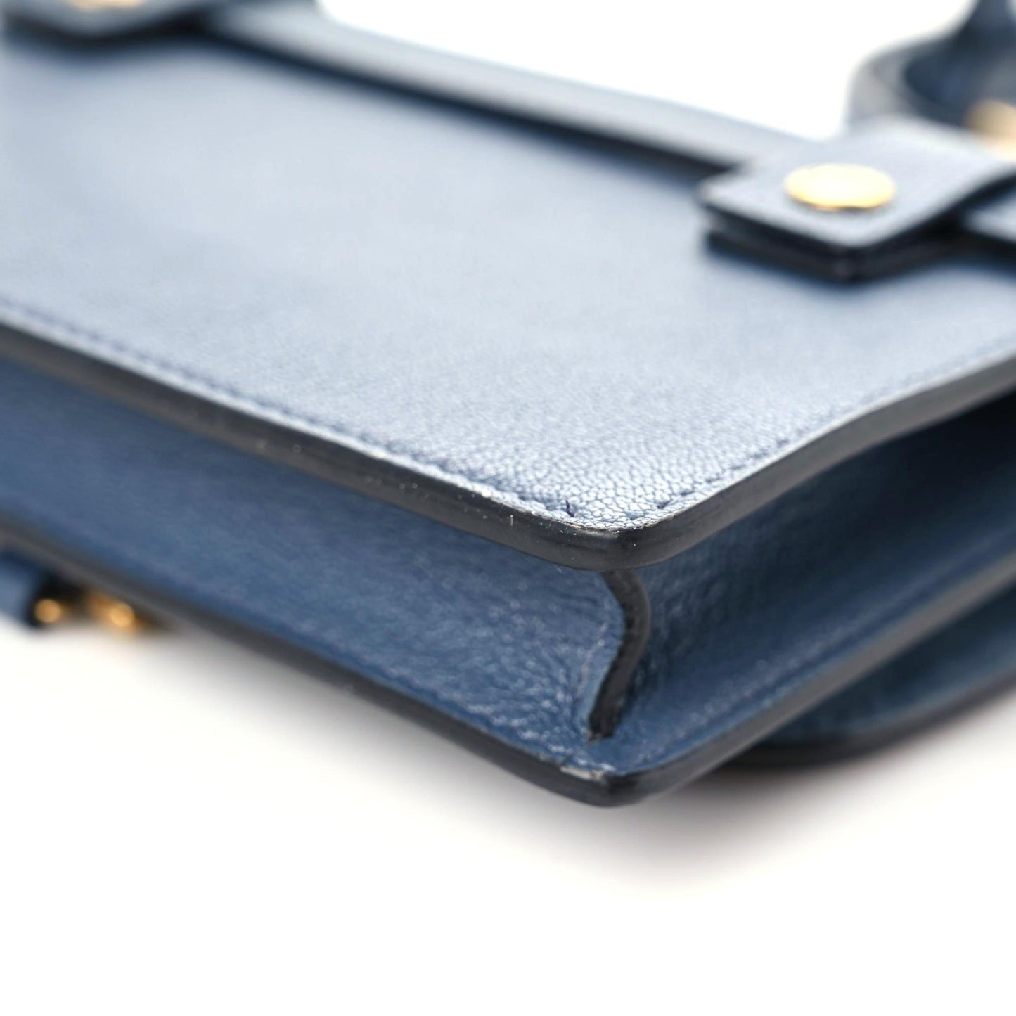 Goatskin Saddle Belt Clutch Denim Blue