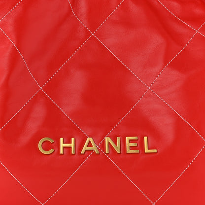 Chanel Shiny Calfskin Quilted Small Chanel 22 Red 10 of 12