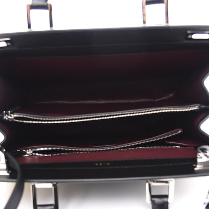 Gucci Smooth Calfskin Diagonal Striped Medium Zumi Top Handle Bag Black Beige 4 of 11