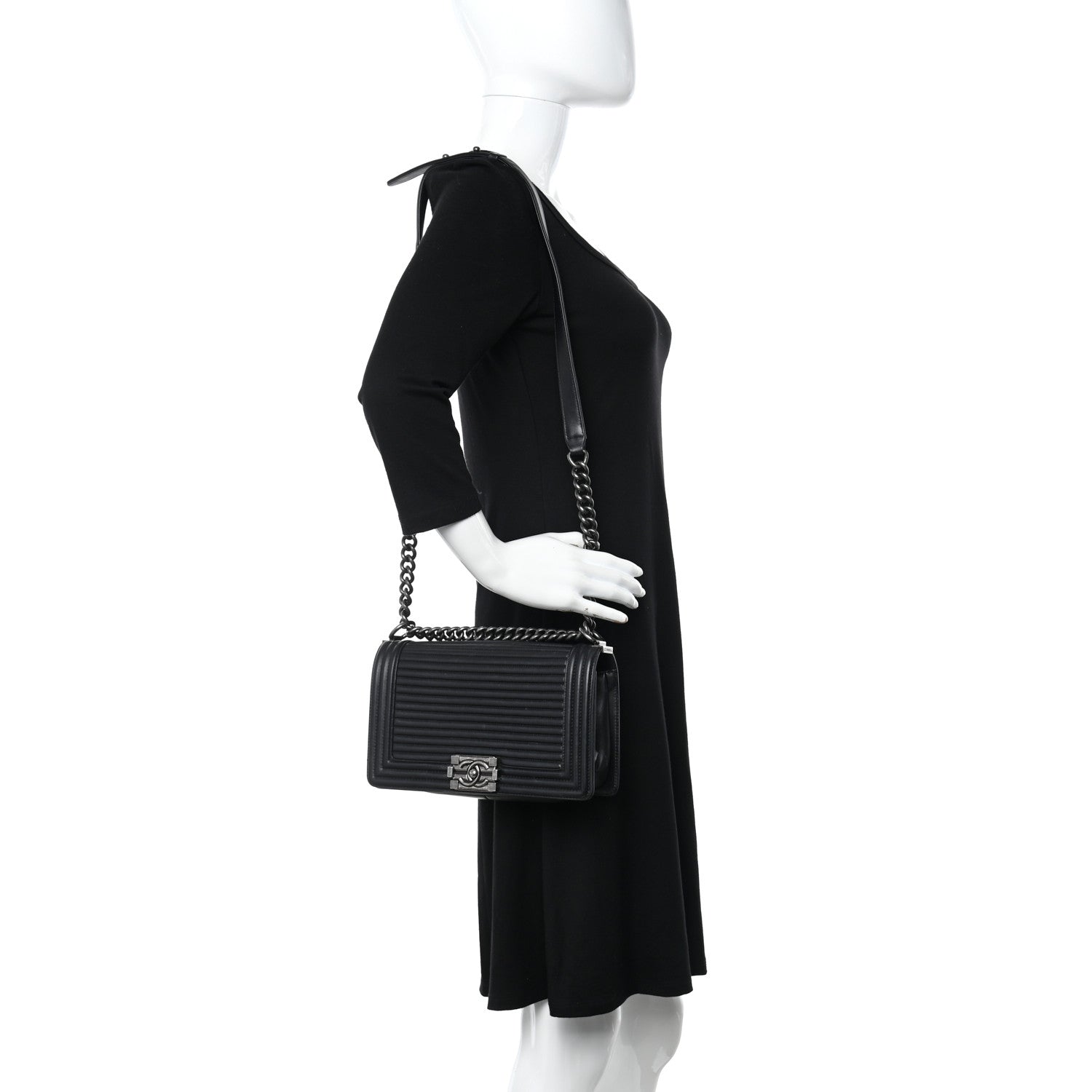 Chanel Calfskin Horizontal Quilted New Medium Boy Flap Black 2 of 13