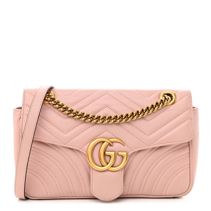 Gucci Calfskin Matelasse Small GG Marmont Shoulder Bag Perfect Pink 1 of 12