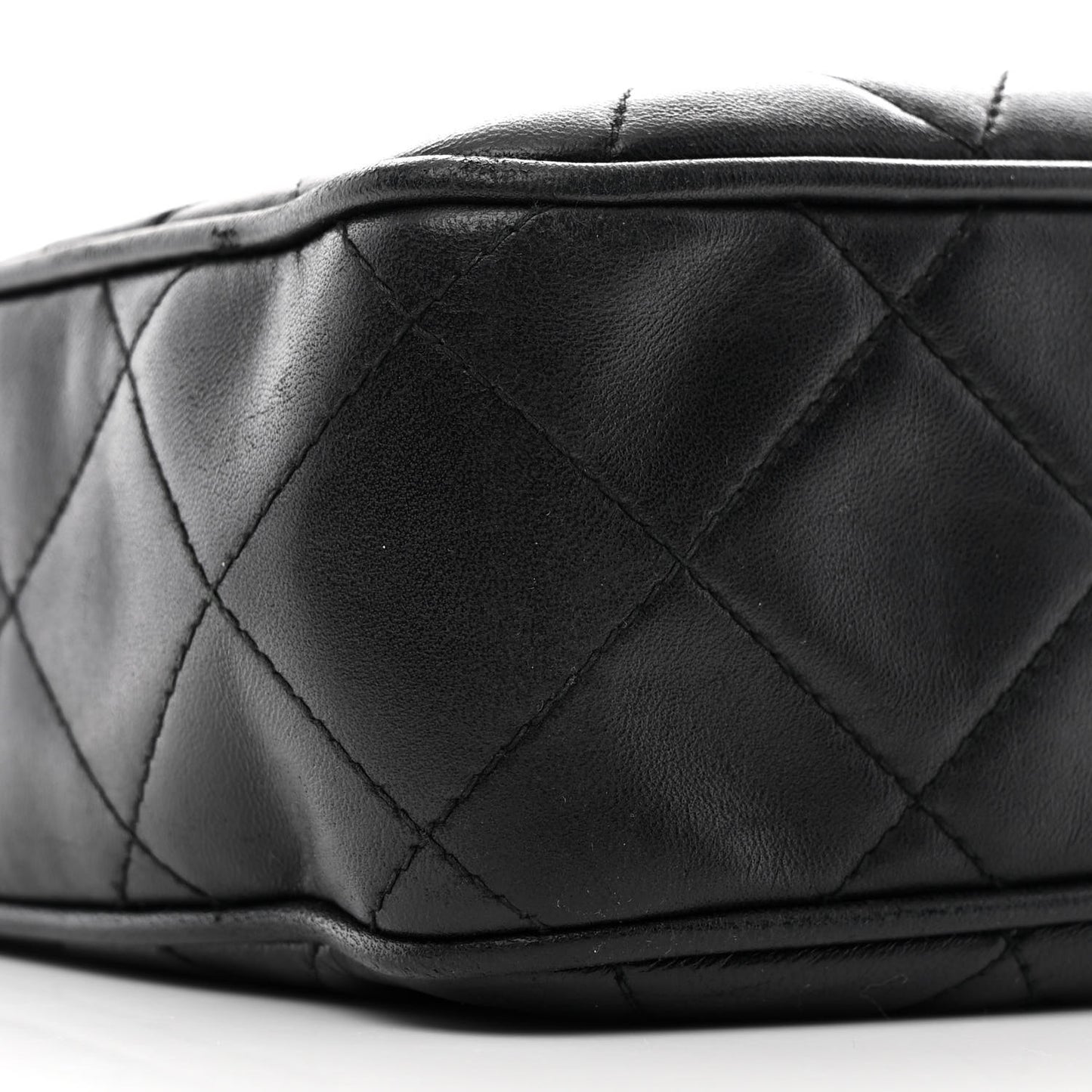 Lambskin Quilted Flap Shoulder Bag Black