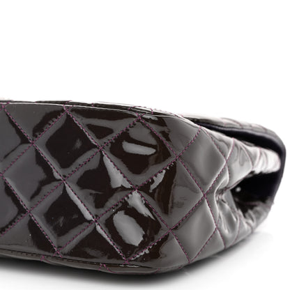 Chanel Patent Quilted Jumbo Single Flap Dark Purple 9 of 10