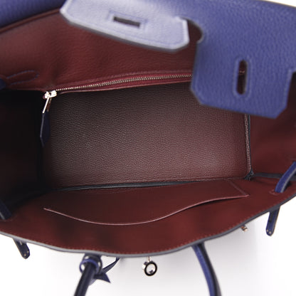Hermes Togo Swift Officier Birkin 25 Bleu Encre Bordeaux 4 of 11
