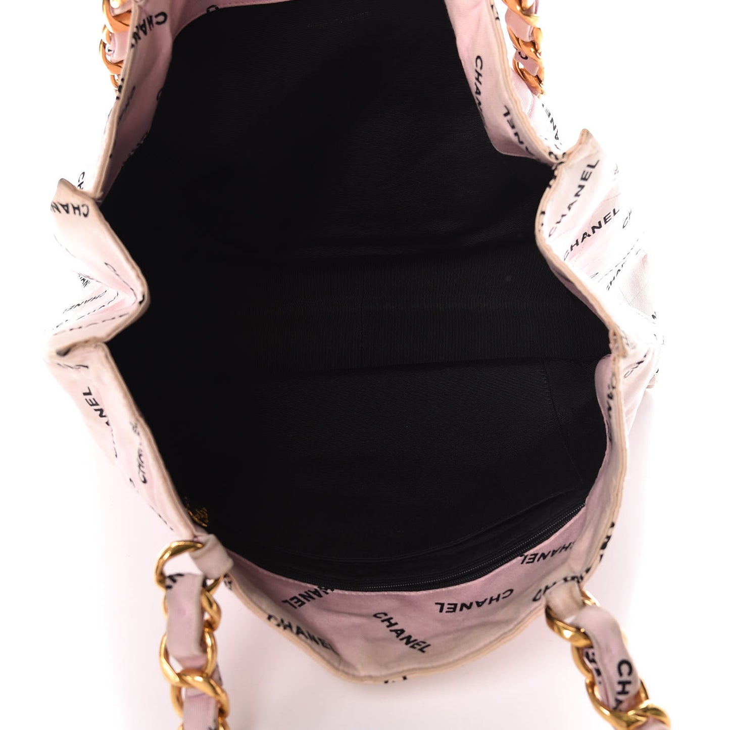 Canvas Quilted Printed Logo Tote Pink Black