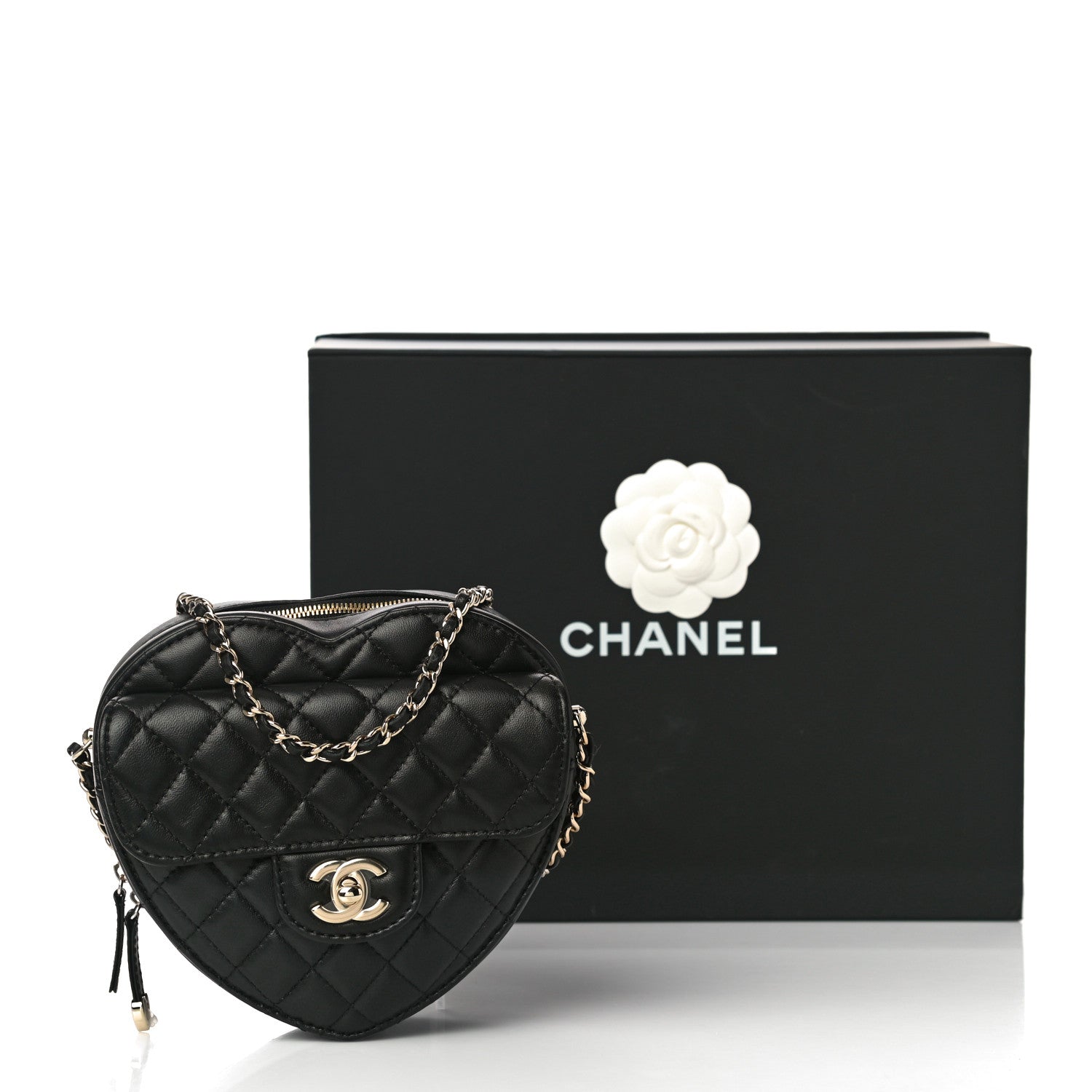 Chanel Lambskin Quilted CC In Love Heart Bag Black 10 of 10