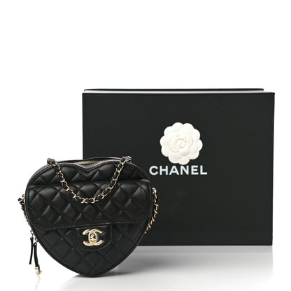 Chanel Lambskin Quilted CC In Love Heart Bag Black 10 of 10