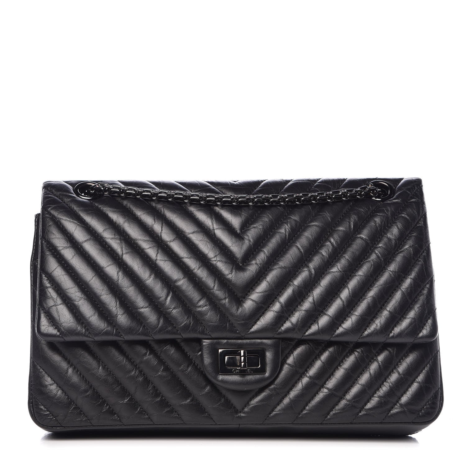Chanel Aged Calfskin Chevron Quilted 2.55 Reissue 226 So Black 3 of 12