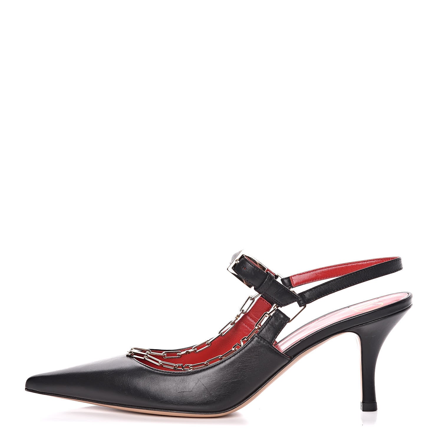 Valentino Garavani Nappa Chain Ankle Wrap Pumps 39 Black 1 of 9