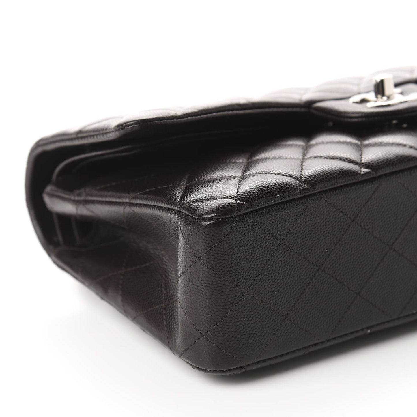 Caviar Quilted Medium Double Flap Brown