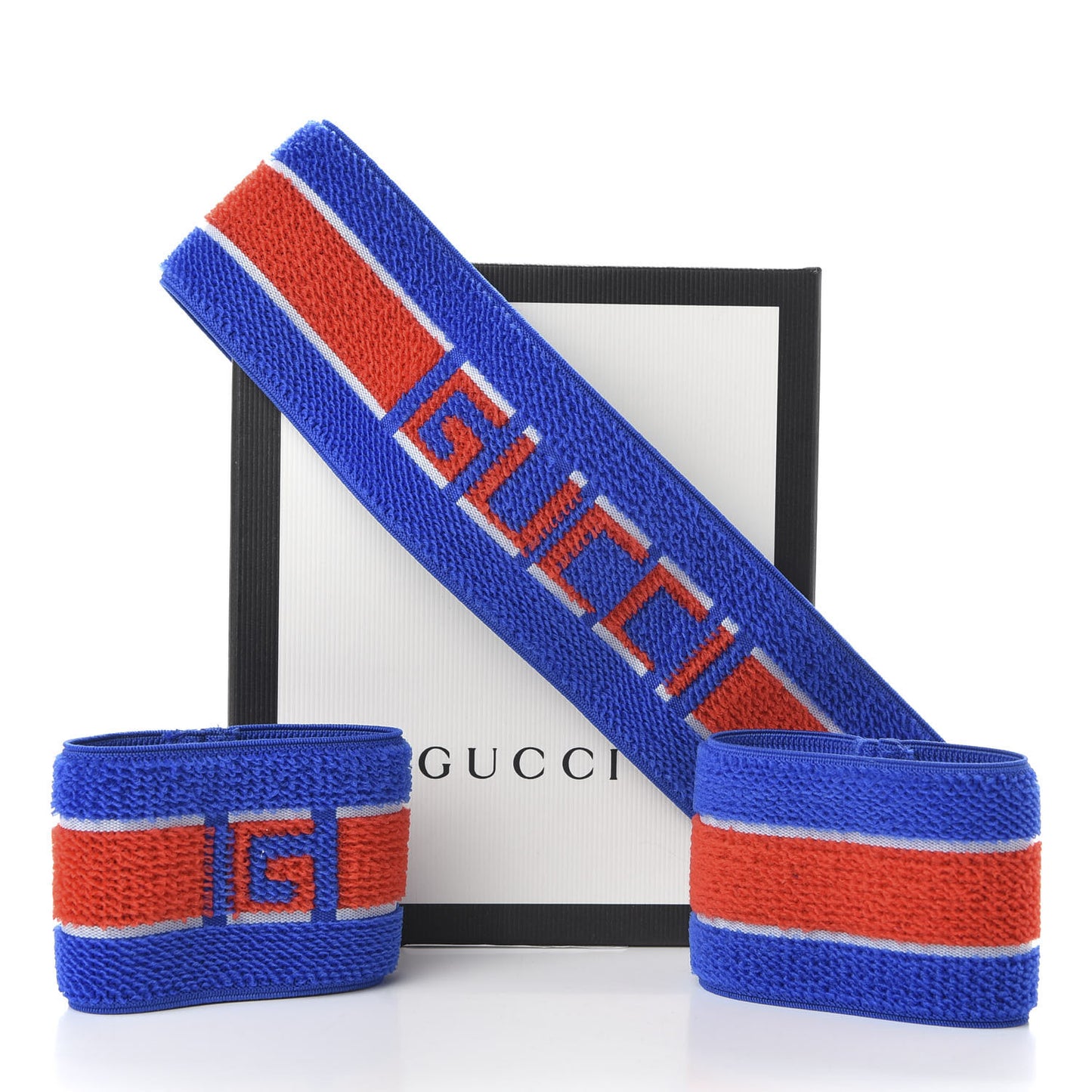 Cotton Logo Headband and Wrist Set M Blue Orange