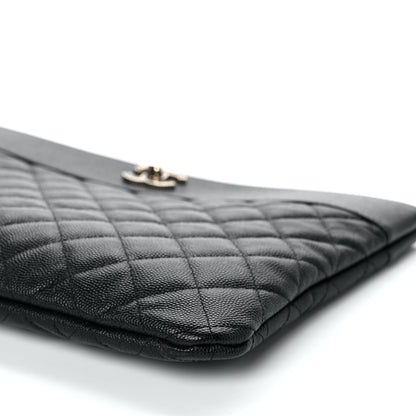 Chanel Caviar Quilted Mademoiselle Vintage Large Zip Pouch Black 10 of 10