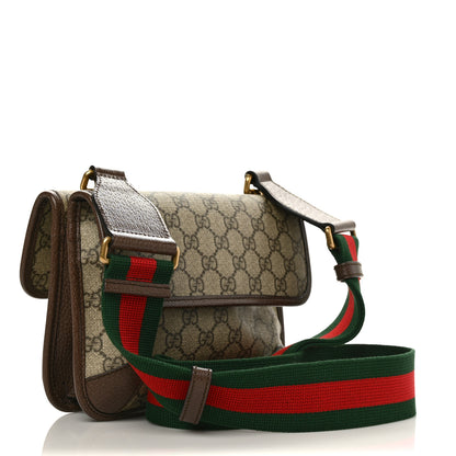 Gucci GG Supreme Monogram Web Small Neo Vintage Double Flap Messenger Bag Beige New Acero 3 of 10