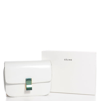 Celine Spazzolato Calfskin Medium Classic Box Flap Bag White 8 of 8