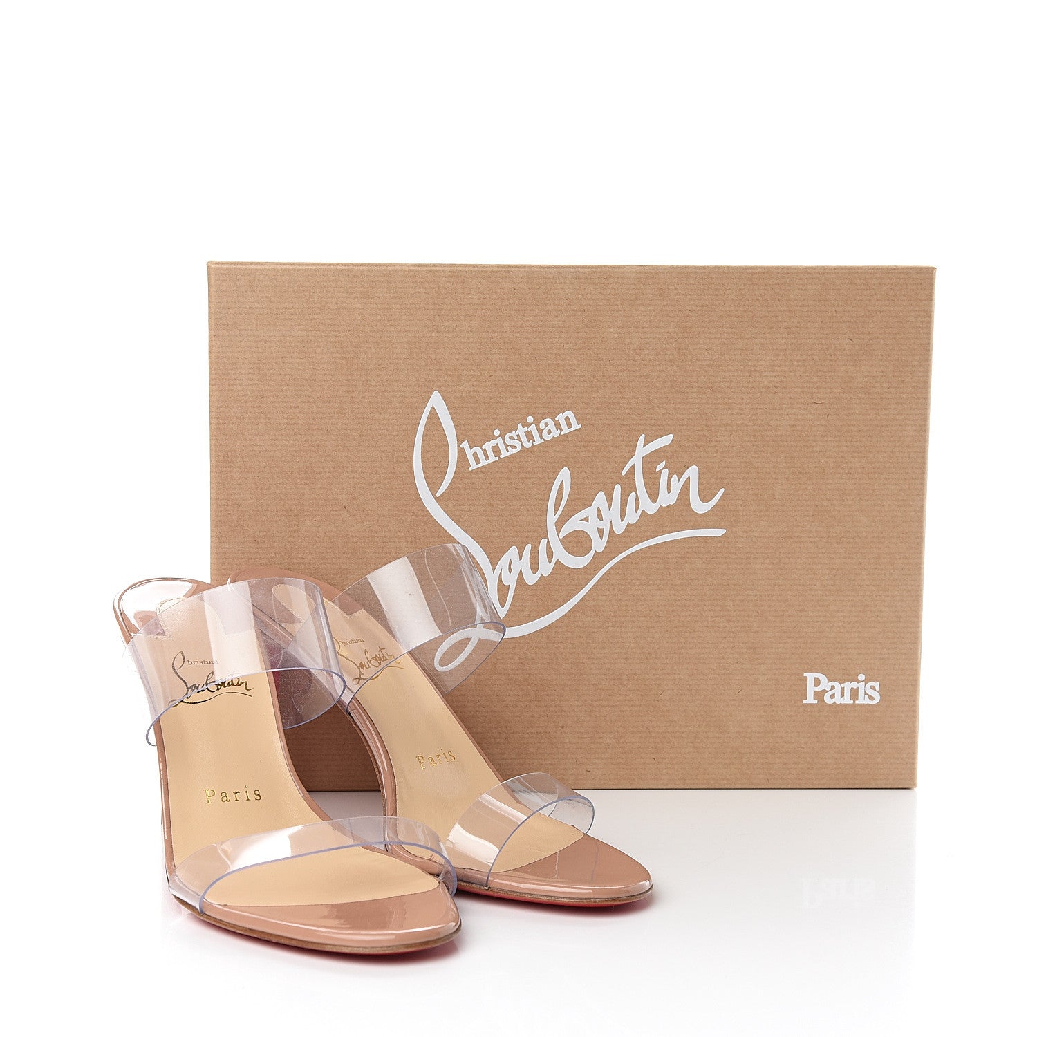 Christian Louboutin Patent PVC Just Nothing 85 Slide Sandals 37 Nude 8 of 8