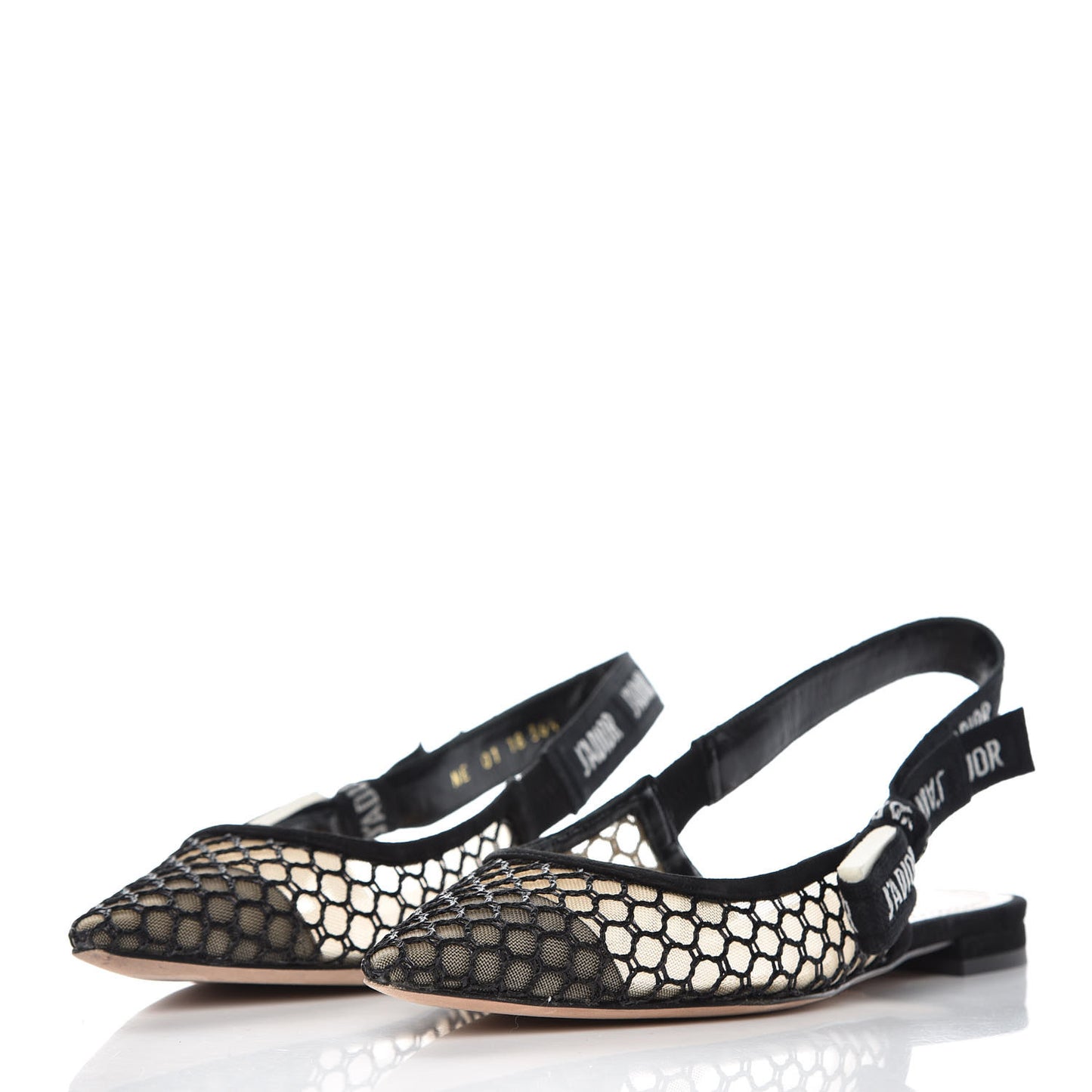 Resille Lambskin Ribbon J'Adior Slingback Ballet Flats 36 Black