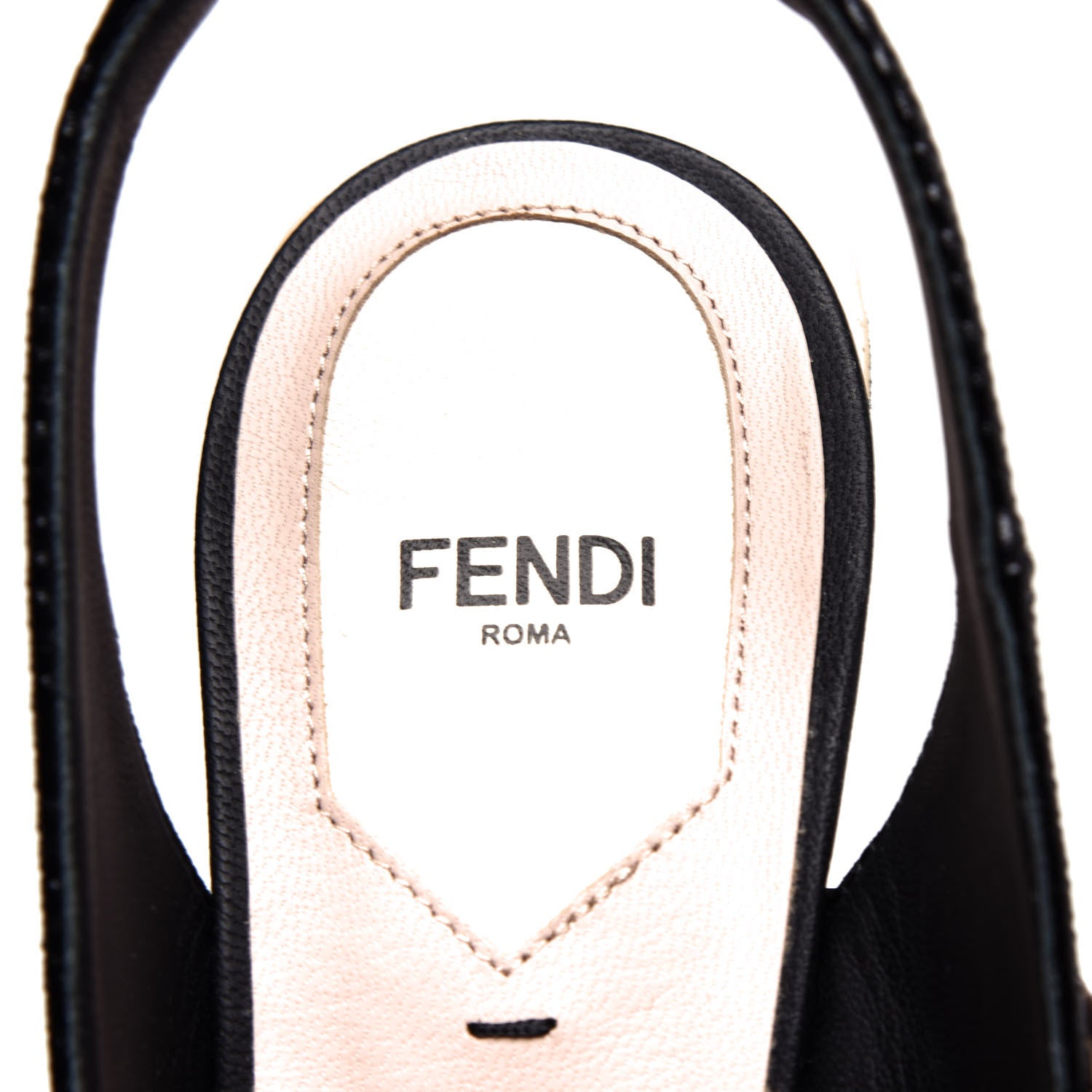 Fendi Glossy Neoprene Glazed Fabric FF FFrame Court Mary Jane Slingback Pumps 39 Black Tobacco Moro 8 of 9