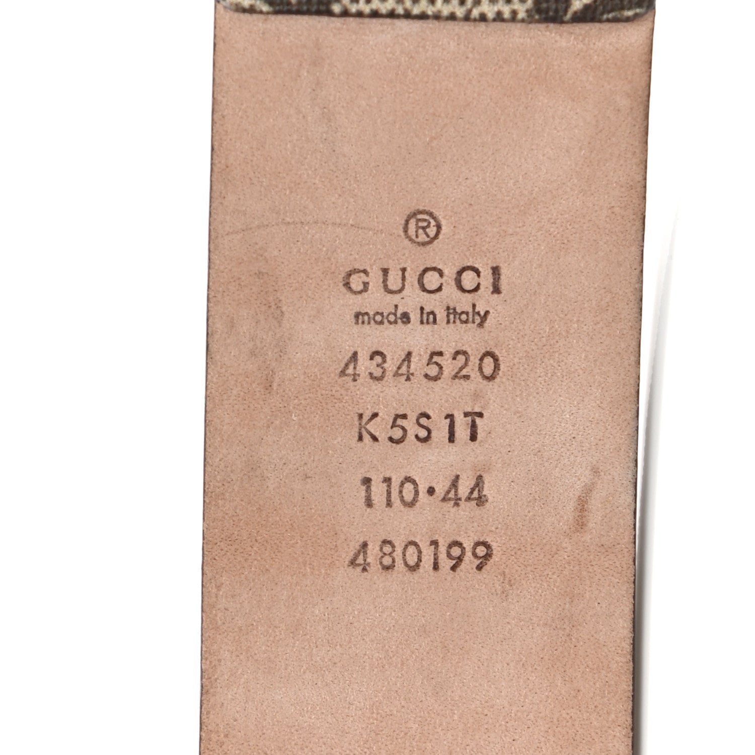 Gucci GG Supreme Monogram Selleria Calfskin Bee 35mm Belt 110 44 Beige Ebony Multicolor Cocoa 5 of 8
