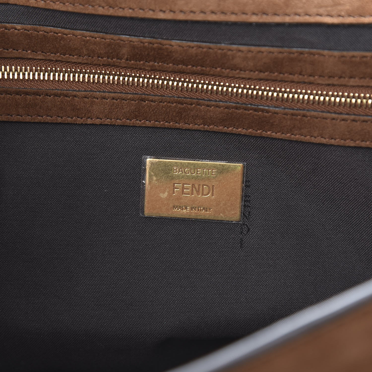 Fendi Suede Large Cage Baguette Marrone Ebano 7 of 10