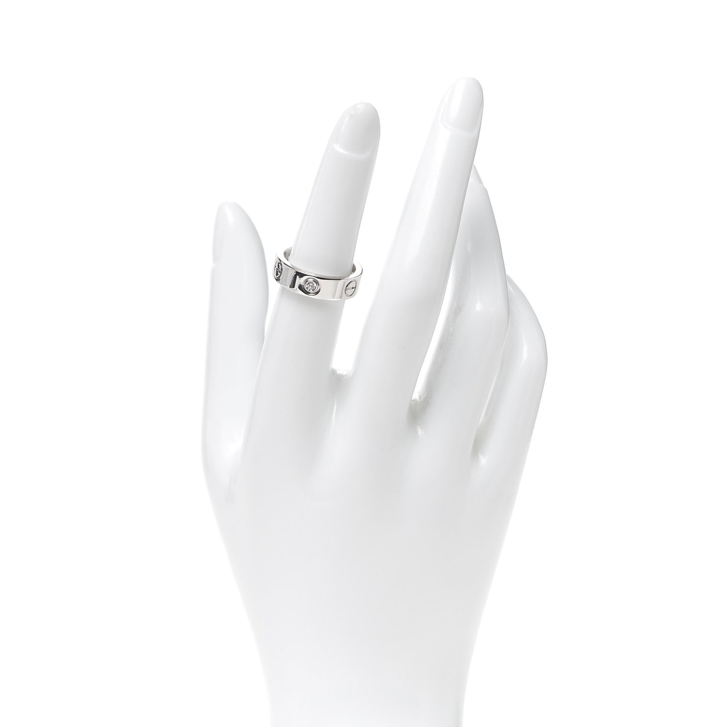 18K White Gold 3 Diamond 5.5mm LOVE Ring 52 6