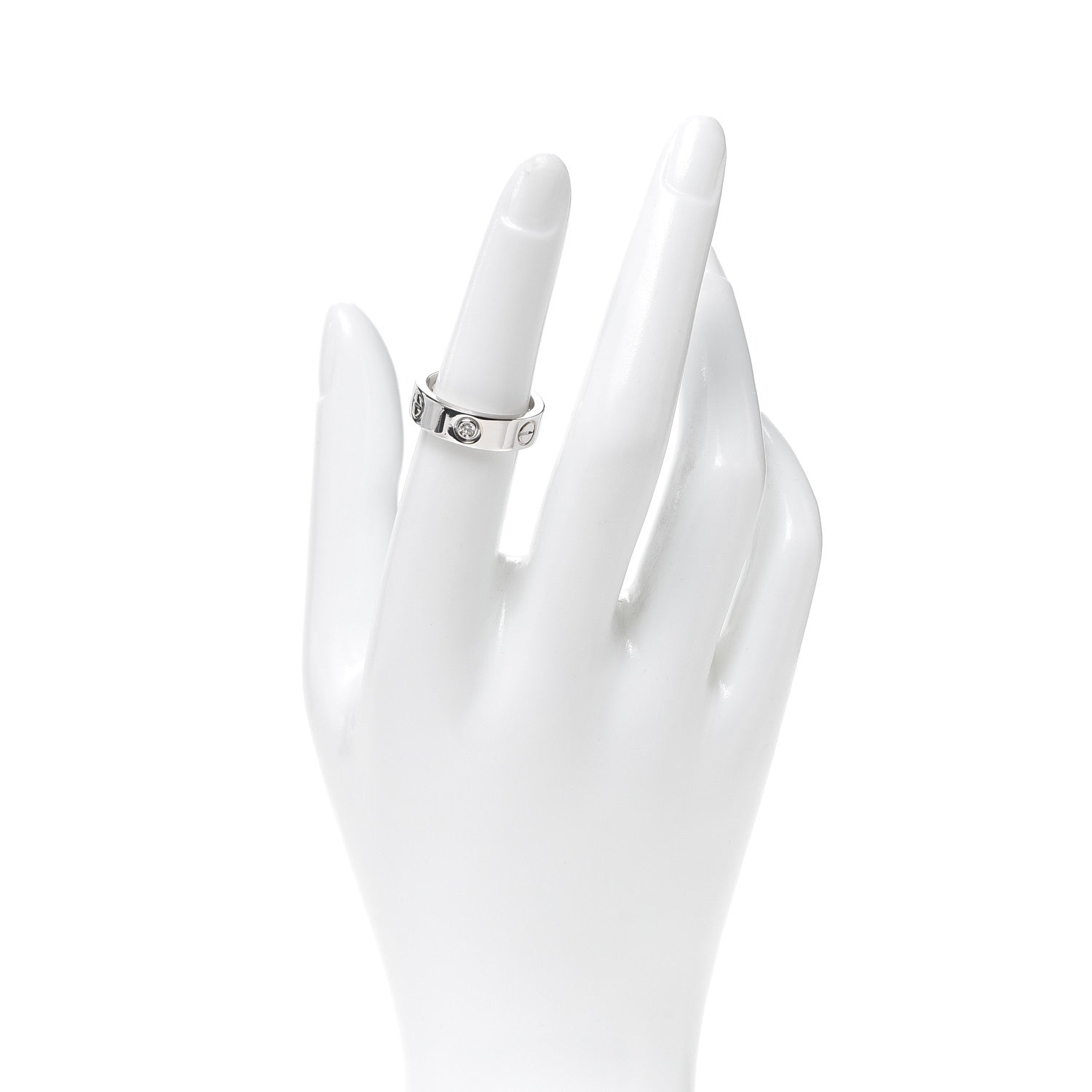 Cartier 18K White Gold 3 Diamond 5.5mm LOVE Ring 52 6 2 of 5