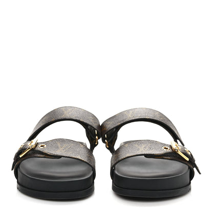 Louis Vuitton Monogram Bom Dia Mule Sandals 39 Black 2 of 8