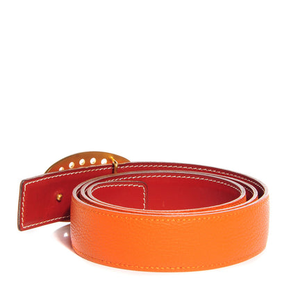 Hermes Box Togo 32mm Mirage Belt 85 Brique Orange 4 of 7