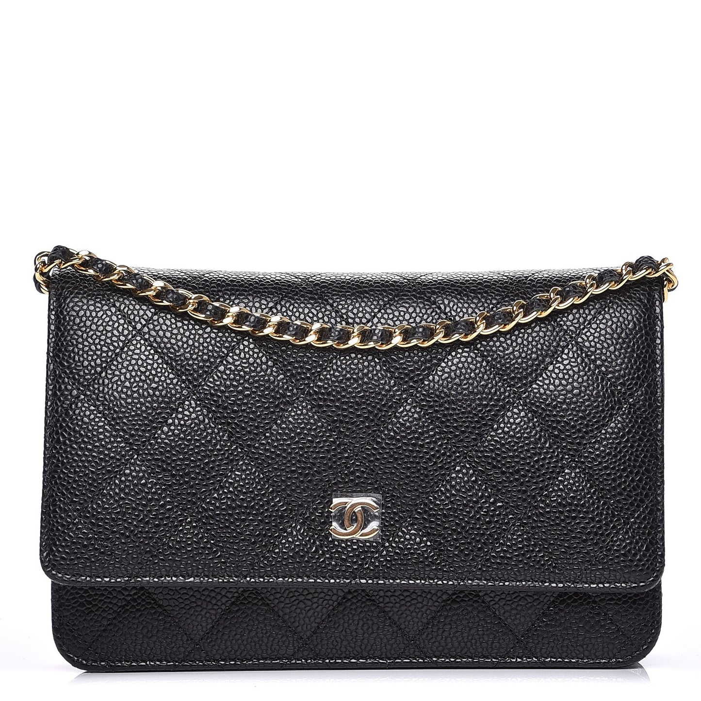 Caviar Quilted Wallet On Chain WOC Black
