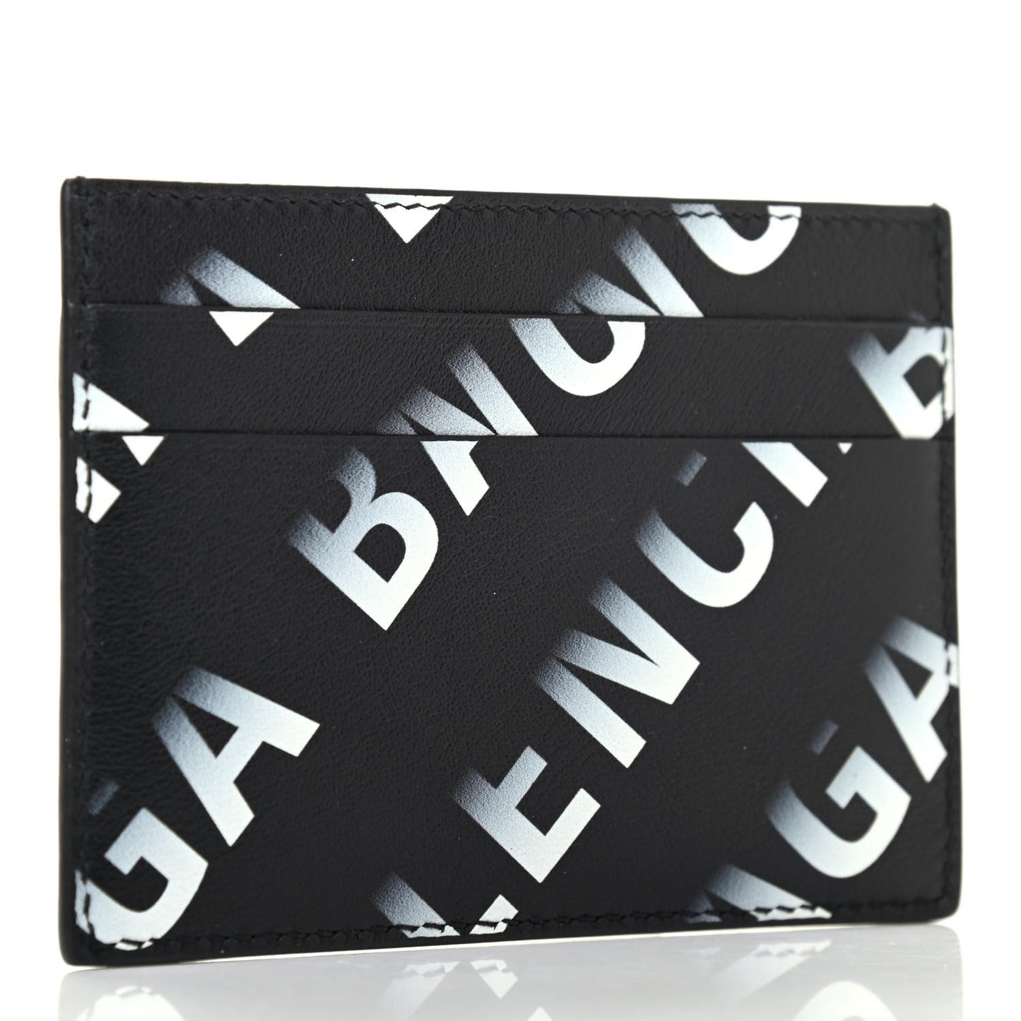 Smooth Calfskin Gradient Logo Cash Card Holder Black Grey