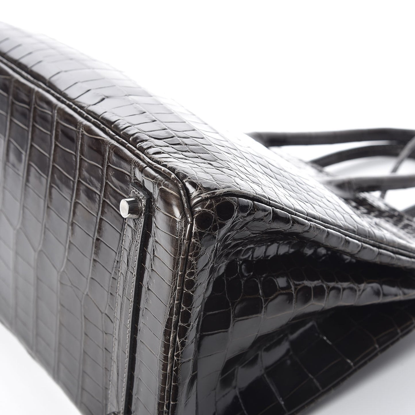 Shiny Porosus Crocodile Birkin 35 Graphite