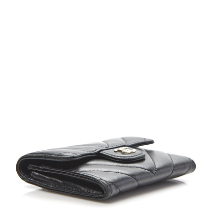 Chanel Lambskin Chevron Quilted Flap Card Holder Black 4 of 8