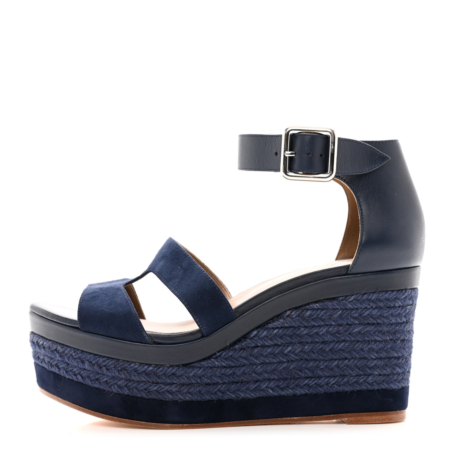 Hermes Suede Ilana Espadrille Wedge Sandals 36 Bleu Indigo 1 of 8
