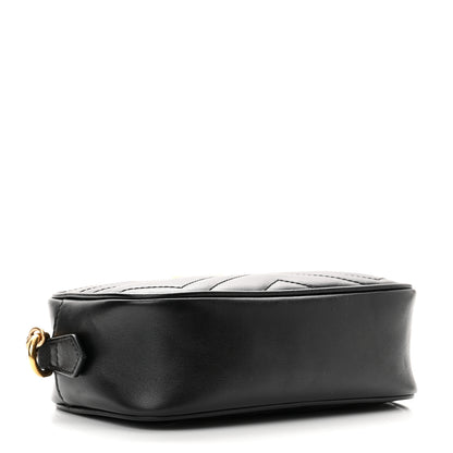 Gucci Calfskin Matelasse Mini GG Marmont Chain Shoulder Bag Black 4 of 9