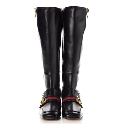 Gucci Nappa Web Pearl Embellished GG Full Zip Boots 35 Black 2 of 8