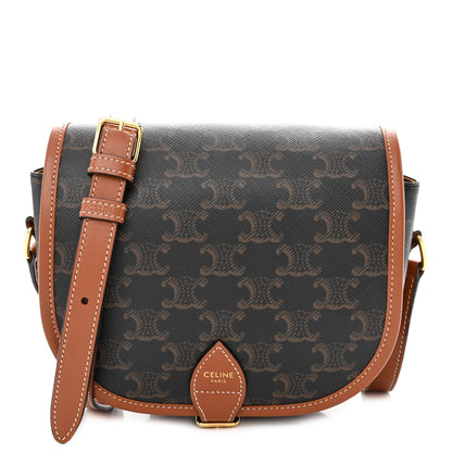 Celine Triomphe Canvas Medium Folco Bag Tan 1 of 9