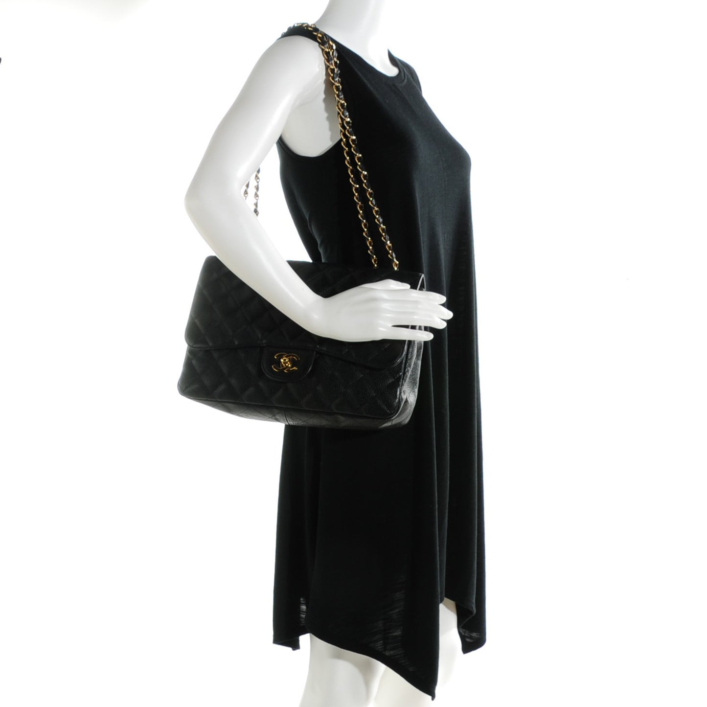 Caviar Quilted Jumbo Single Flap Black