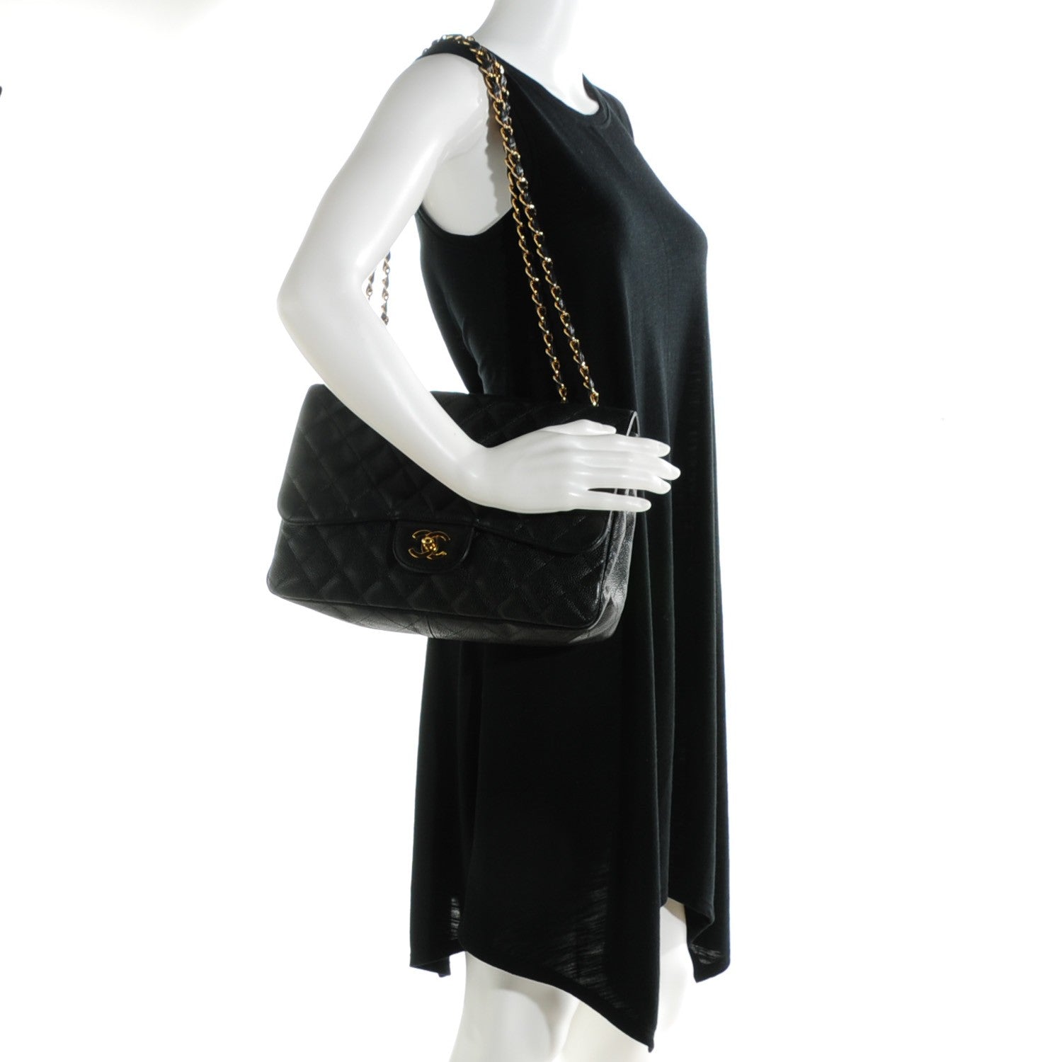Chanel Caviar Quilted Jumbo Single Flap Black 2 of 9