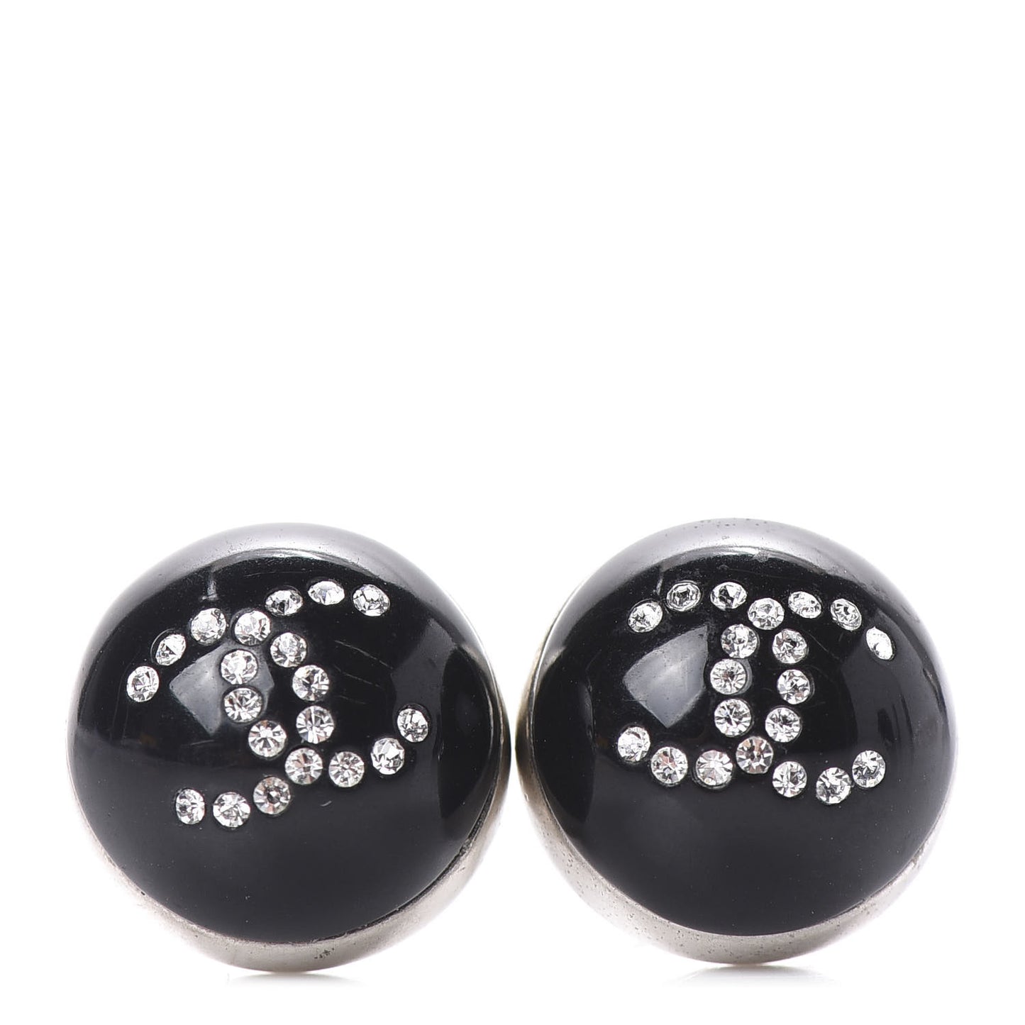 Resin Crystal CC Earrings Black