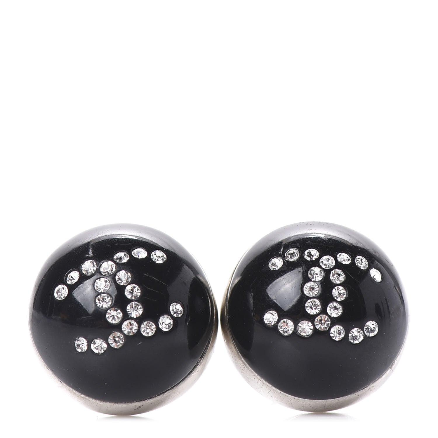 Chanel Resin Crystal CC Earrings Black 1 of 5
