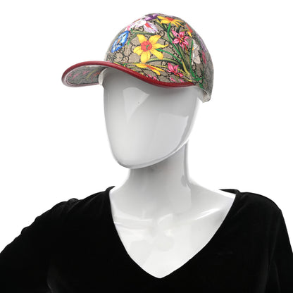 Gucci GG Supreme Flora Claudia Baseball Hat 56 S Red 2 of 10