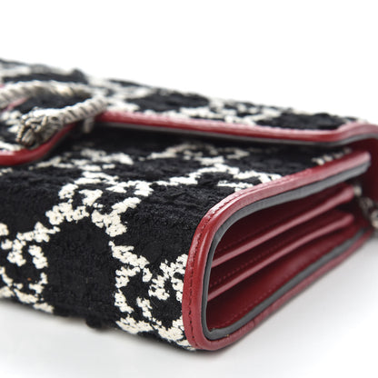 Gucci Tweed GG Monogram Mini Dionysus Chain Wallet Black White Romantic Cherry 9 of 10
