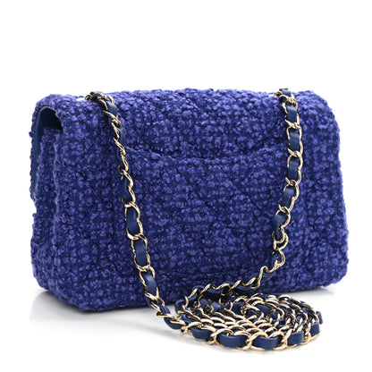 Chanel Tweed Quilted Mini Rectangular Flap Blue 3 of 10