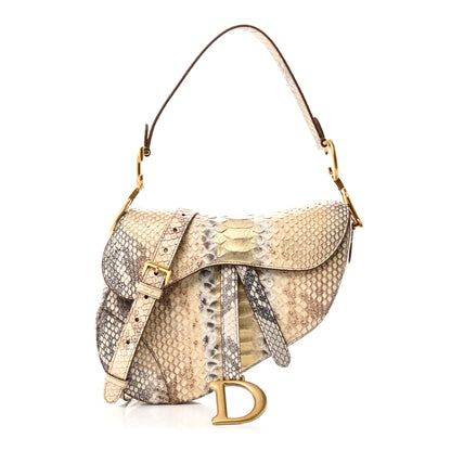 Christian Dior Metallic Snakeskin Saddle Bag Gold Multicolor 1 of 10
