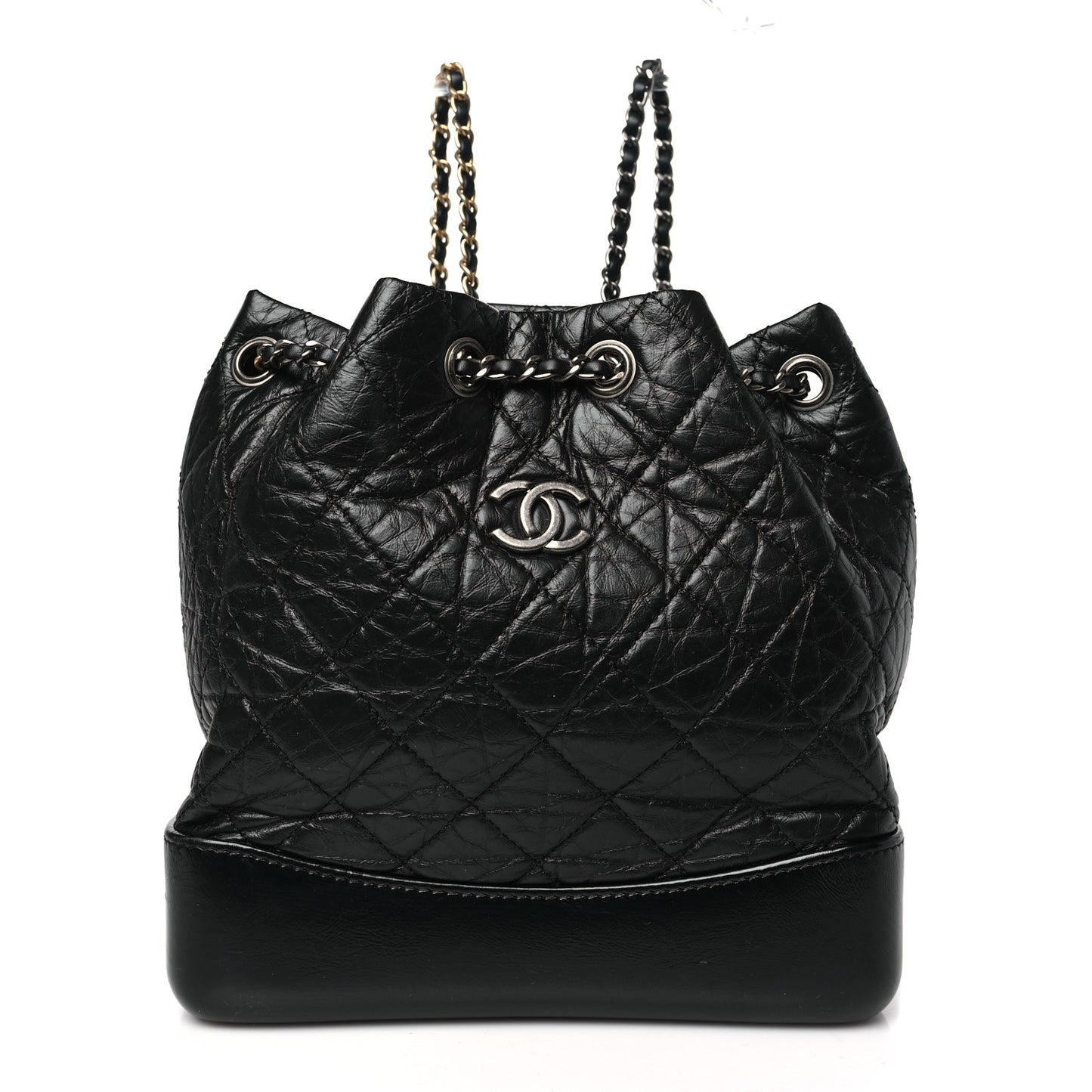 Aged Calfskin Quilted Small Gabrielle Backpack Black
