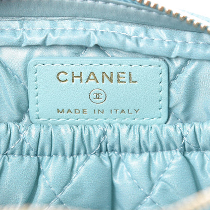 Chanel Caviar Quilted Small Curvy Pouch Cosmetic Case Light Blue 6 of 8