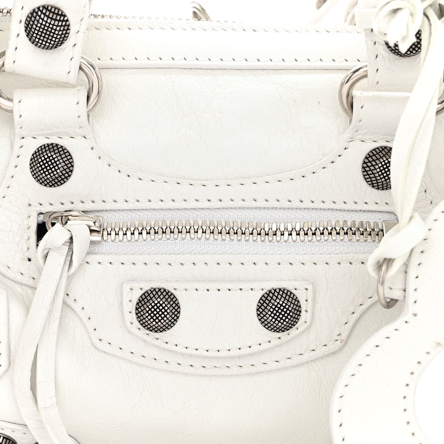 Agneau Arena Mini Le Cagole Duffle Crossbody Bag Optic White