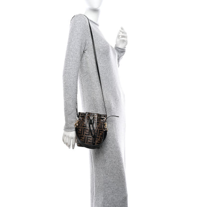 Fendi Vitello Liberty F is Fendi Bi-Color FF 1974 Embossed Mini Mon Tresor Bucket Bag Maya Black 2 of 11